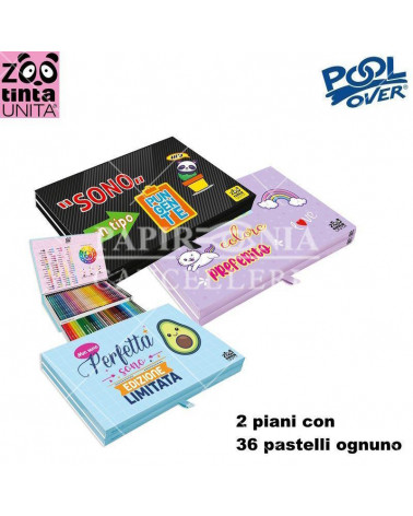 TINTA UNITA CASSETTIERA 2 PIANI ZOO 72 PASTELLI