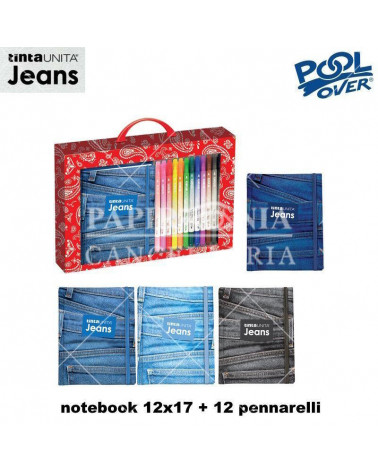 TINTA UNITA JEANS SET NOTEBOOK 12X17 C/EL.+12 PENNARELLI BRUSH