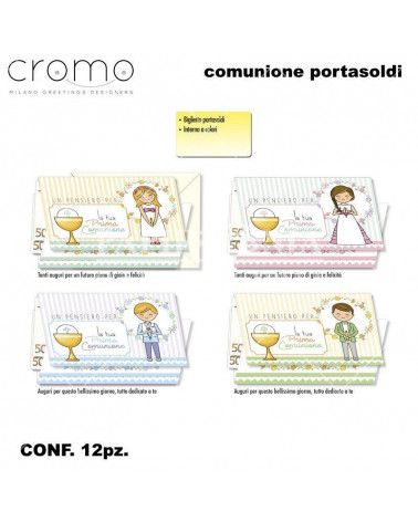 CROMO BIGLIETTI COMUNIONE PORTASOLDI BAMBINI CO.6613 [12PZ]