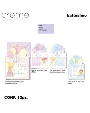 CROMO BIGLIETTI BATTESIMO FUSTELLA E GLITTER BT.6692 [12PZ]