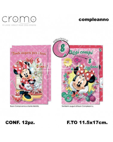 CROMO BIGLIETTI COMPLEANNO CON ROTELLA MINNIE 423792 [12PZ]