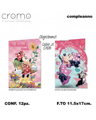 CROMO BIGLIETTI COMPLEANNO MINNIE OLOGR.424591 [12PZ]