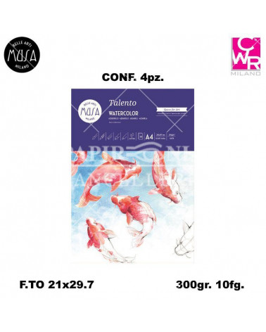 CWR ACQUARELLO TALENTO 21x29,7 300gr.10fg.BLOCCO DISEGNO [4PZ]