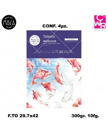 CWR ACQUARELLO TALENTO 29,7x42 300gr.10fg.BLOCCO DISEGNO [4PZ]