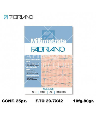 FABRIANO BLOCCO MILLIMETRATO 29.7x42 10fg.[25PZ]