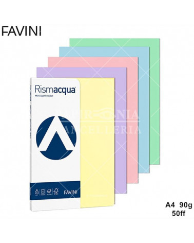 FAVINI RISMACQUA MIX SMALL A4 90gr.100fg.ASSORTITA-FOTOCOPIE