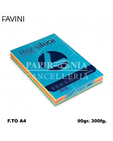 FAVINI RISMALUCE MIX A4 90gr.300fg.ASSORTITA-FOTOCOPIE