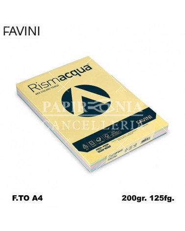 FAVINI RISMACQUA MIX A4 200gr.125fg.ASSORTITA-FOTOCOPIE