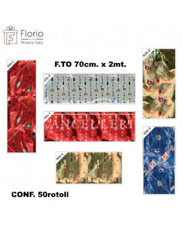 FLORIO ROTOLO CARTA REGALO METAL 70x2mt. NATALE 50PZ.