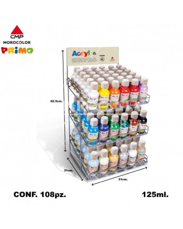 PRIMO TEMPERA ACRILICO 108pz.125ml.ESPOSITORE