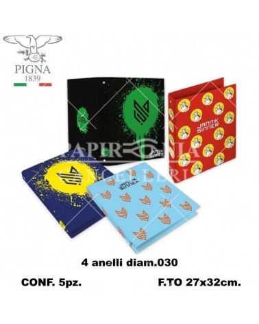 PIGNA COPERTINA A4 4 ANELLI SINNER [5PZ]