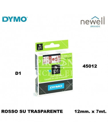 DYMO NASTRO 12MM.X7MT.45012 D1 ROSSO/TRASPARENTE