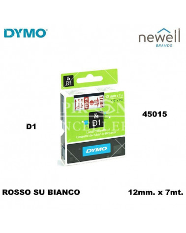 DYMO NASTRO 12MM.X7MT.45015 D1 ROSSO/BIANCO