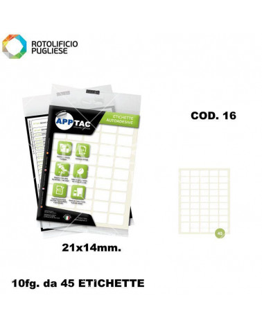 APP TAC ETICHETTE ADESIVE 10FG.10PZ. COD.16 21X14