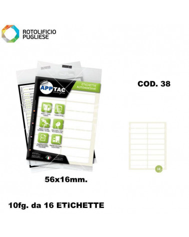 APP TAC ETICHETTE ADESIVE 10FG.10PZ. COD.38 56X16