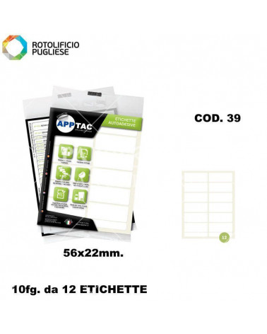 APP TAC ETICHETTE ADESIVE 10FG.10PZ. COD.39 56X22