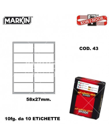 APP TAC ETICHETTE ADESIVE 10FG.10PZ. COD.43 58X27