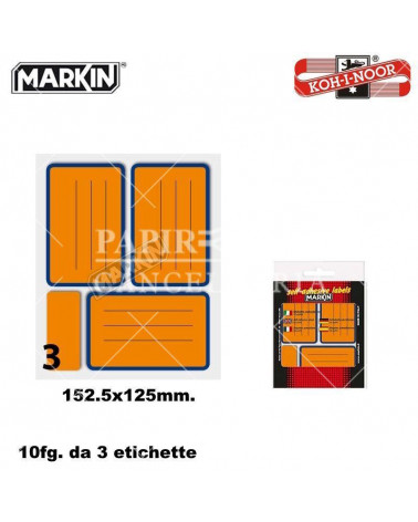 MARKIN ETICHETTE ADESIVE 10FG.10PZ. FLUO-83X53-ARANCIO