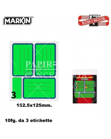 MARKIN ETICHETTE ADESIVE 10FG.10PZ. FLUO-83X53-VERDE