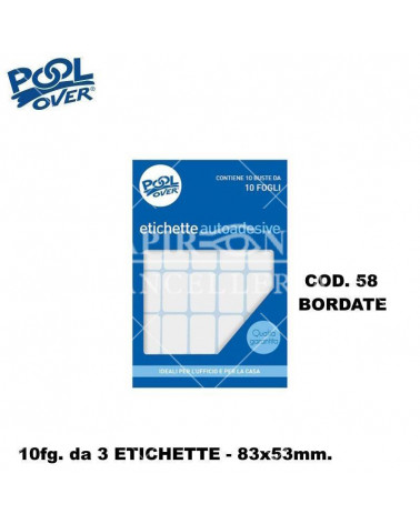 ETICHETTE ADESIVE POOL 10FG.10PZ. COD.58 83X53 BORD.