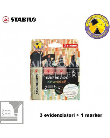 STABILO BOSS NATURE COLORS 4col.EVIDENZIATORE