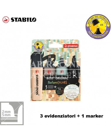 STABILO BOSS NATURE COLORS 4col.EVIDENZIATORE