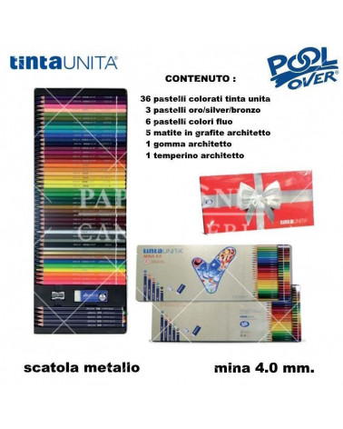 TINTA UNITA PASTELLO 45COL.+5 MATITE SCATOLA METALLO 41549