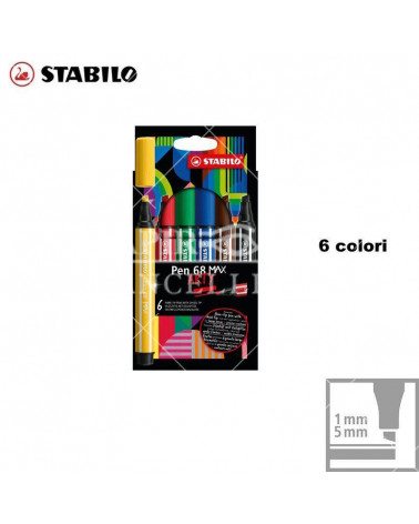 STABILO PEN 68 MAX 6col.