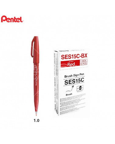 PENTEL PENNARELLO BRUSH SIGN PEN ROSSO [10PZ]