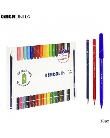 TINTA UNITA RICARICA ASTUCCI 18 PENNARELLI+18 PASTELLI+MATITE 43507