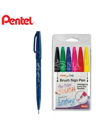 PENTEL PENNARELLO BRUSH BASIC 6 COLORI