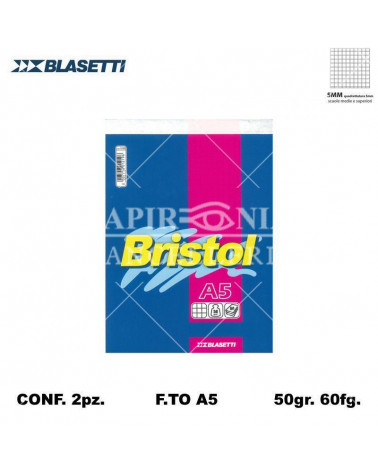 BLASETTI NOTES BRISTOL A5 5MM 60FG 2PZ. BLISTER 1057