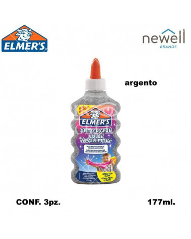 ELMER'S COLLA GLITTERATA 177ml.3pz.ARGENTO