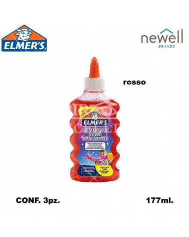 ELMER'S COLLA GLITTERATA 177ml.3pz.ROSSO