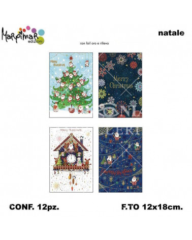 MARPIMAR BIGLIETTI BUON NATALE C/RILIEVO E FOIL ABNB08 [12PZ]