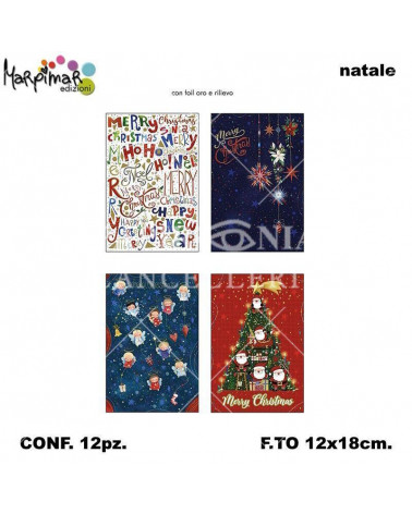 MARPIMAR BIGLIETTI BUON NATALE C/RILIEVO E FOIL ABNB06 [12PZ]