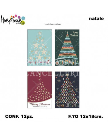 MARPIMAR BIGLIETTI BUON NATALE C/RILIEVO E FOIL ABNB24 [12PZ]