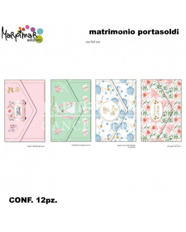 MARPIMAR BIGLIETTI MATRIMONIO PORTASOLDI C/FOIL ORO AGVC27 [12PZ]