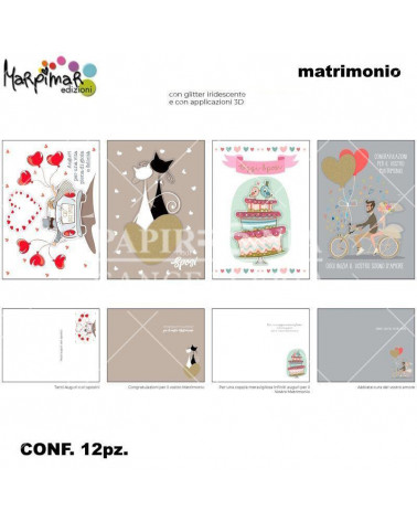 MARPIMAR BIGLIETTI MATRIMONIO C/APPLICAZIONI+GLITTER ATSC25 [12PZ]