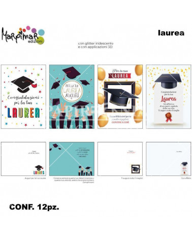 MARPIMAR BIGLIETTI LAUREA C/APPLICAZIONI+GLITTER ATSC11 [12PZ]