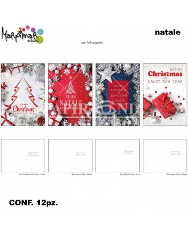 MARPIMAR BIGLIETTI BUON NATALE C/FOIL ARGENTO ABNCC13 [12PZ]