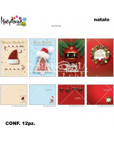 MARPIMAR BIGLIETTI BUON NATALE C/FOIL ORO ABNCC06 [12PZ]