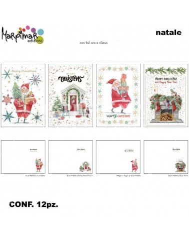 MARPIMAR BIGLIETTI BUON NATALE C/FOIL ORO E RILIEVO ABNCC09 [12PZ]