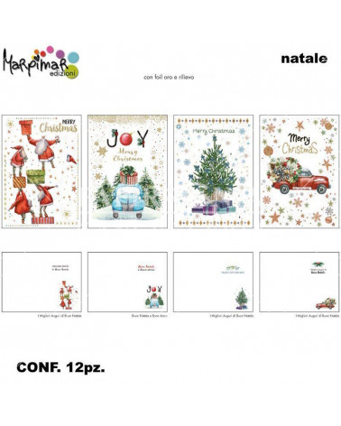 MARPIMAR BIGLIETTI BUON NATALE C/FOIL ORO E RILIEVO ABNCC08 [12PZ]