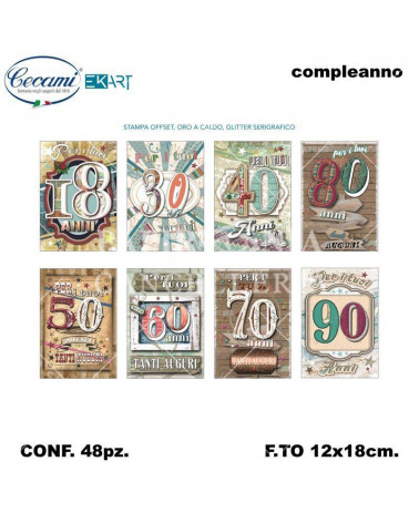 CECAMI BIGLIETTI BUON COMPLEANNO I MIGLIORI ANNI 00102BC [48PZ]