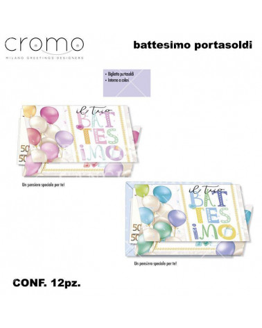 CROMO BIGLIETTI BATTESIMO PORTASOLDI BT.6809 [12PZ]