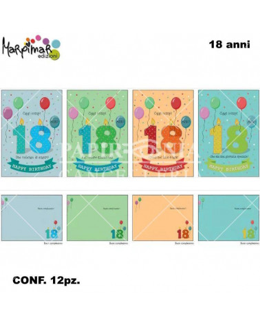 MARPIMAR BIGLIETTI COMPLEANNO 18 ANNI C/FOIL ALOC25 [12PZ]