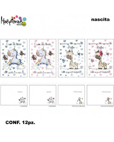 MARPIMAR BIGLIETTI NASCITA C/GLITTER ALOC15 [12PZ]