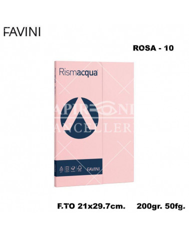 FAVINI RISMACQUA SMALL A4 200gr.50fg.ROSA-FOTOCOPIE