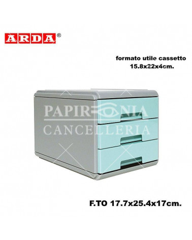 ARDA MINI CASSETTIERA PASTEL 3 CASSETTI AZZURRO